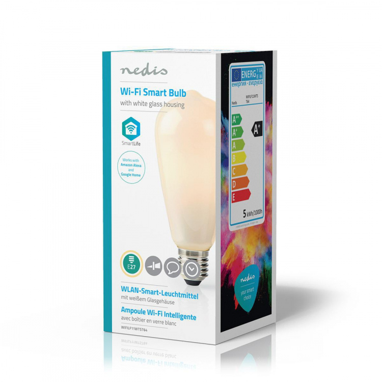 Nedis SmartLife LED vintage lampa | E27 | 500 lm | 5 W | Varm Vit | 2700 K | Glas | Android™ / IOS | ST64 | 1 st