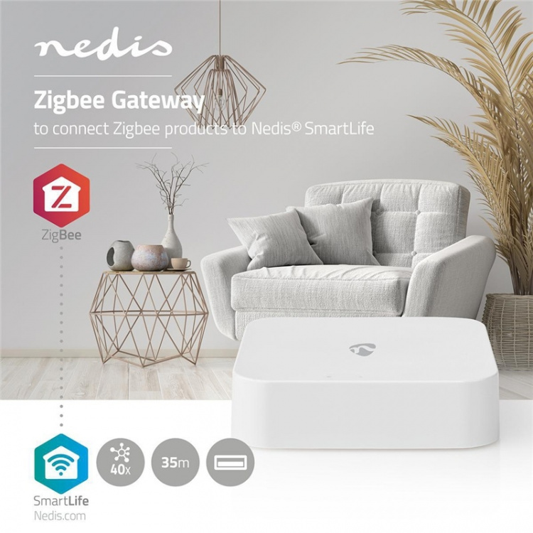 Nedis SmartLife Gateway | Zigbee 3.0 | 40 Enheter | USB ström | Android™ / IOS | Vit