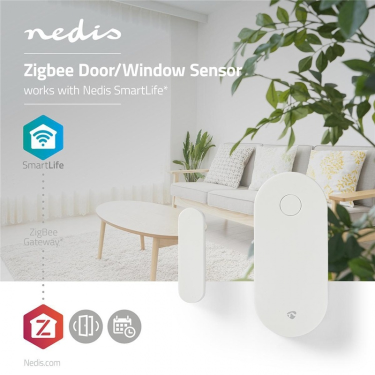Nedis SmartLife Dörrfönstersensor | Zigbee 3.0 | Batteridriven | Android™ / IOS | Vit