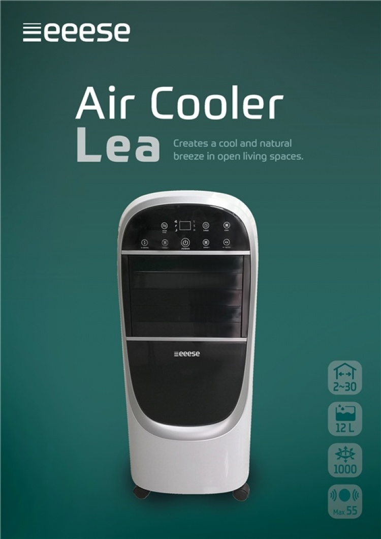 Lea, tystgående 2-i-1 luftkylare & luftfuktare, 30 m2