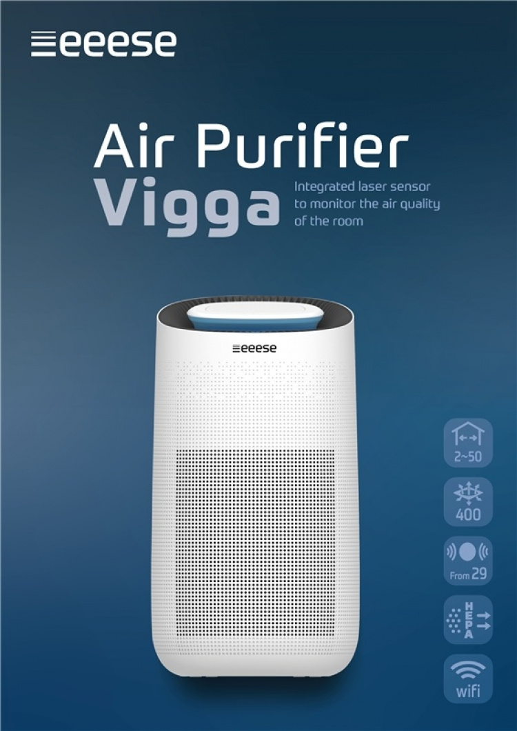 Vigga - 3-i-1 luftrenare, Wifi, HEPA-filter, lasersensor, 50 m2, Google Home