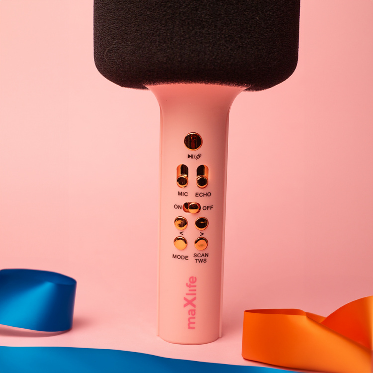 Maxlife MXBM-600 - Trådlös Karaoke-mikrofon med inbyggd högtalare, Rosa