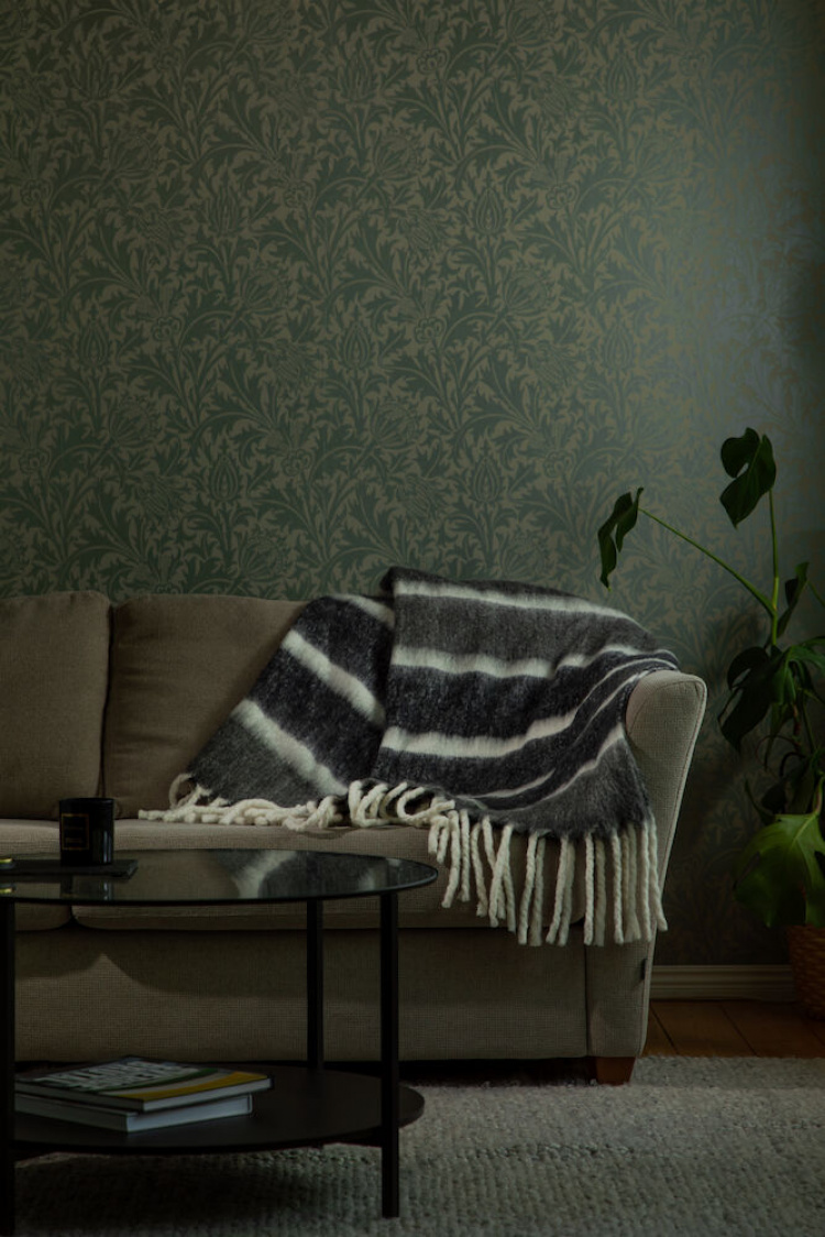 Kosta Linneväfveri Ullpläd Rand, Mörkgrå