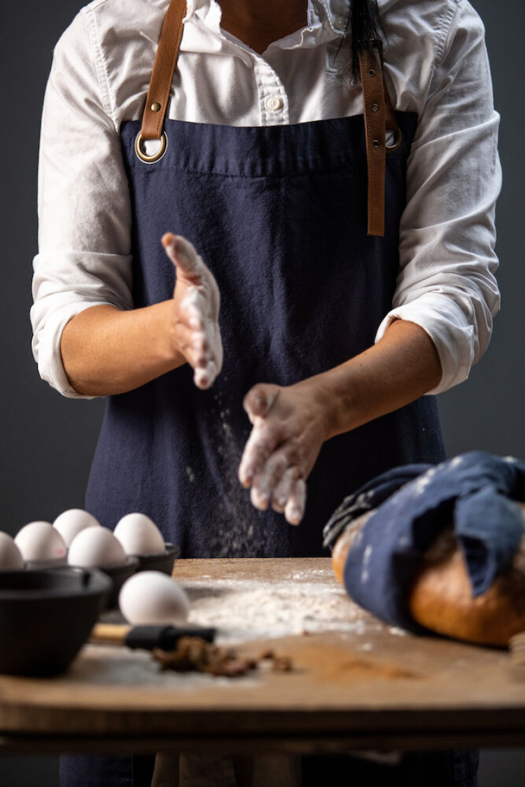 Kosta Linnewäfveri Förkläde, Marinblå