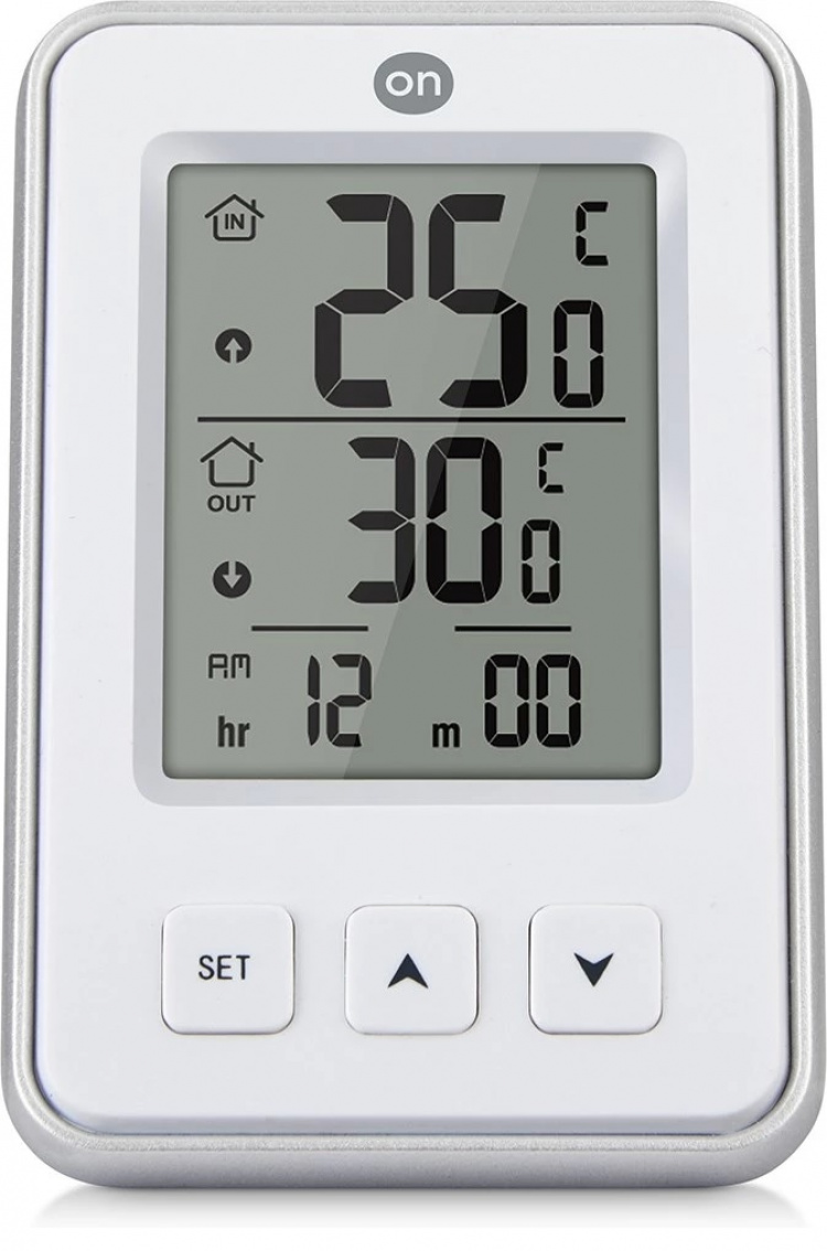 ON Inom- & utomhustermometer med klocka