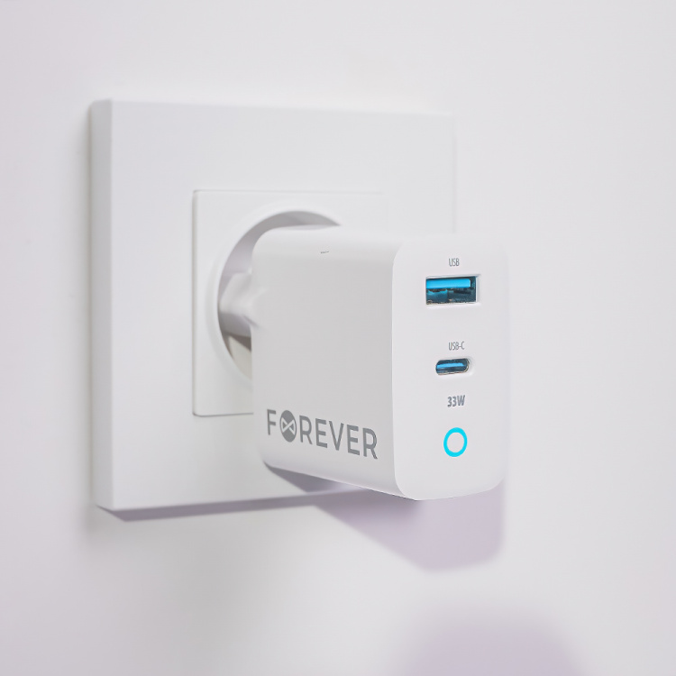 Forever TC-06-33AC PD QC Väggladdare 1x USB-C 1x USB 33W