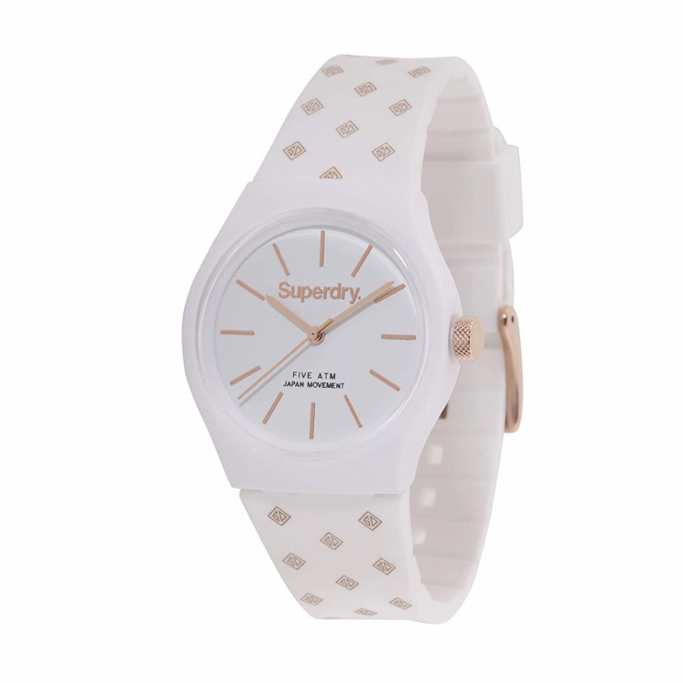 Superdry SDSYG166WRG - Klocka 38 mm med 5 bar vattentäthet, Vit/Guld