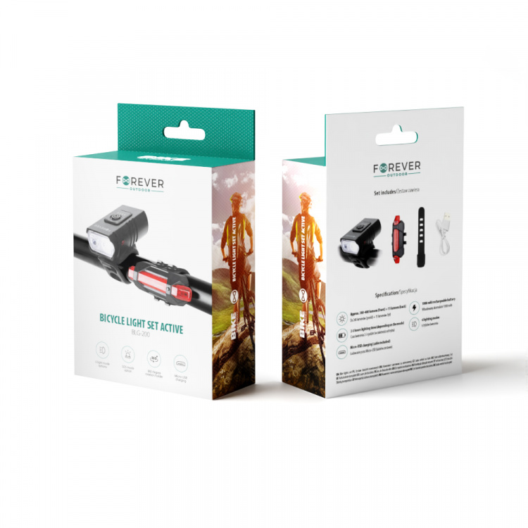 Forever Outdoor Cykelljusset Fram/Bakljus BLG-200