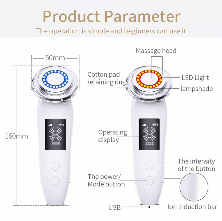 Cenocco Beauty Skönhetsverktyg med Mikroström, EMS Photon Cenocco Beauty Skönhetsverktyg med Mikroström, EMS Photon