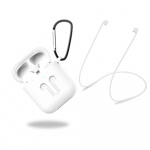 Skyddsfodral i silikon med hörlursband och hänge till Apple Airpods, Vit