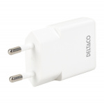 DELTACO USB-C väggladdare, 1x USB-C PD 30 W, slimmad storlek, stödjer PPS