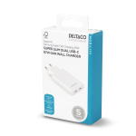 DELTACO USB-C väggladdare 67 W, 2x USB-C PD, slimmad storlek, total effekt 67 W DELTACO USB-C väggladdare 67 W, 2x USB-C PD, slimmad storlek, total effekt 67 W
