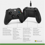 Microsoft Xbox Trådlös Handkontroll Gen 9 inklusive Kabel För Windows 10, Svart