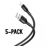 XO NB212 - USB till Lightning-kabel, Snabbladdning (2,1A), 1m, 5-Pack XO NB212 - USB till Lightning-kabel, Snabbladdning (2,1A), 1m, 5-Pack