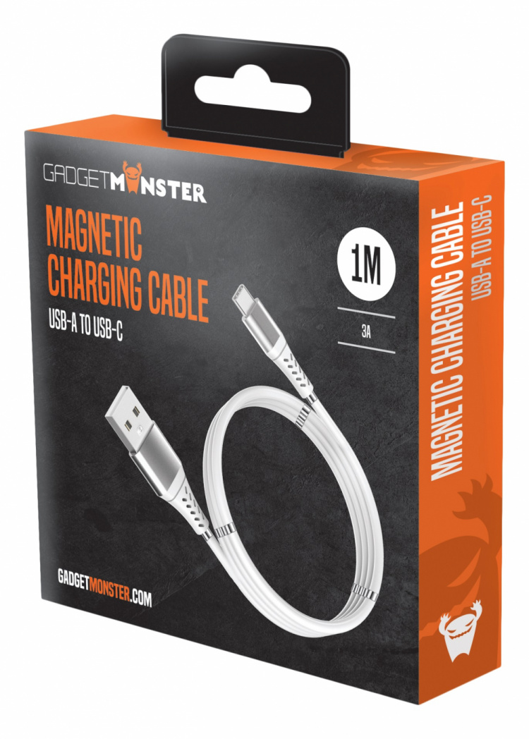 GadgetMonster Magnetic USB-C Charge Cable, slipp kabeltrassel, 2,4A, 1 m