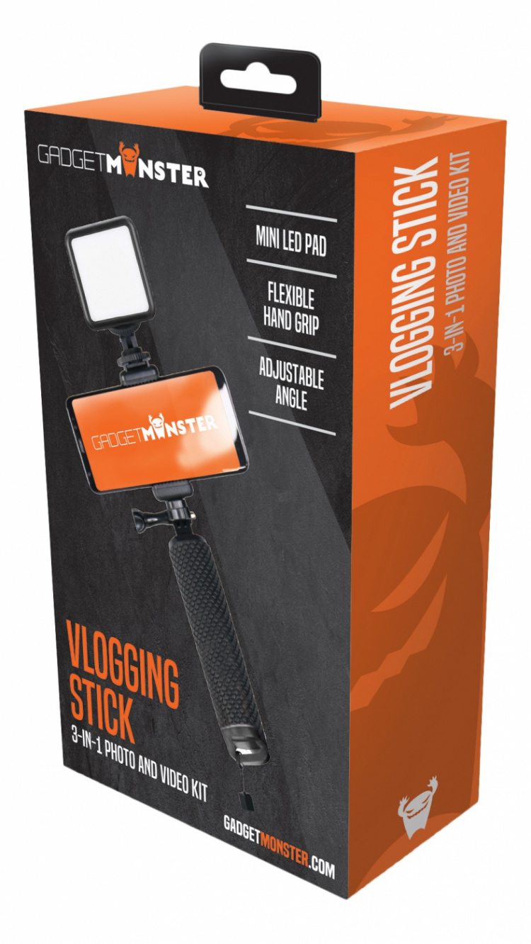 GadgetMonster Vlogging Stick med LED-belysning