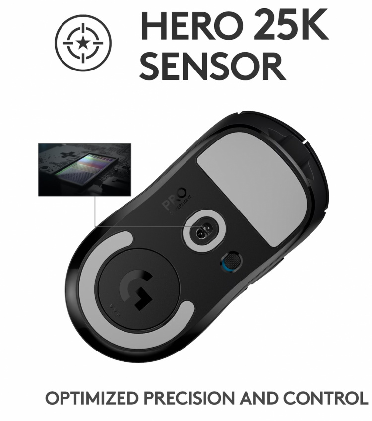 Logitech PRO X SUPERLIGHT Trådlös Gamingmus, Svart