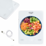 Adler AD 3177w Köksvåg 10kg, USB-laddning, Vit