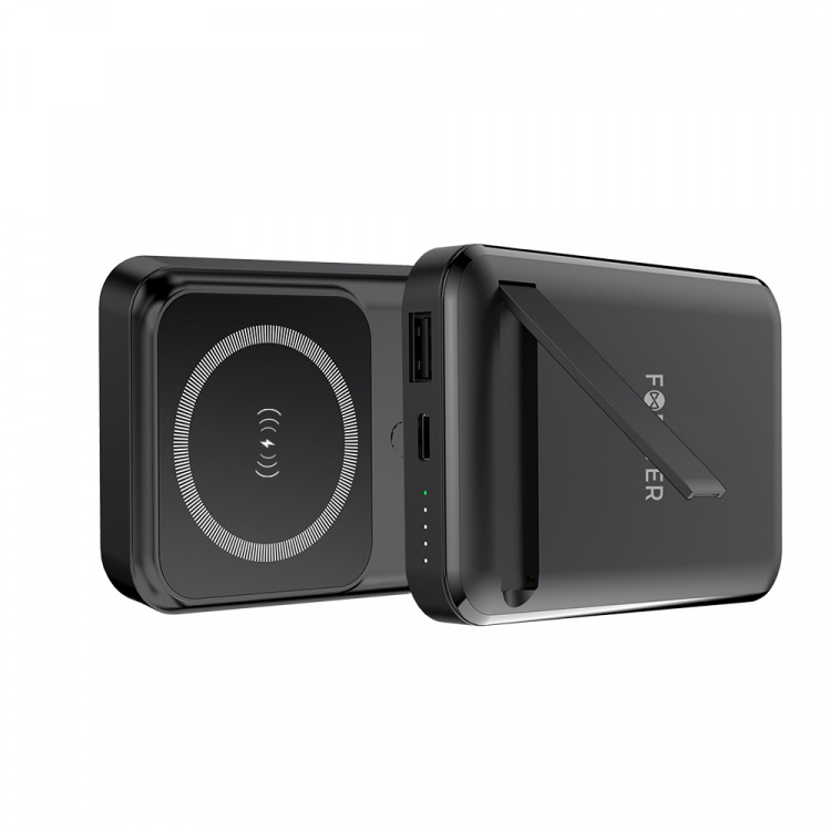 Forever MATB-100 Powerbank med trådlös laddning, PD QC 22.5W 10000 mAh, Svart
