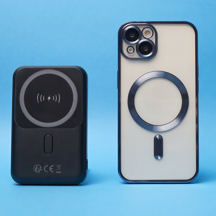 Forever MATB-100 Powerbank med trådlös laddning, PD QC 22.5W 10000 mAh, Svart