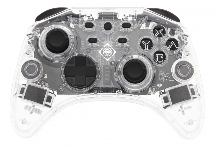 DELTACO Nintendo Switch Controller, transparent, RGB, makroknappar