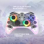 DELTACO Nintendo Switch Controller, transparent, RGB, makroknappar