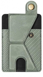 Korthållare i PU-läder med stativ, Grön