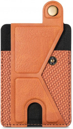 Korthållare i PU-läder med stativ, Brun