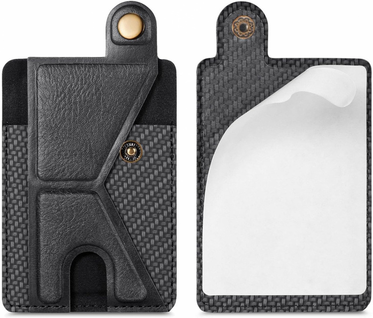 Korthållare i PU-läder med stativ, Svart