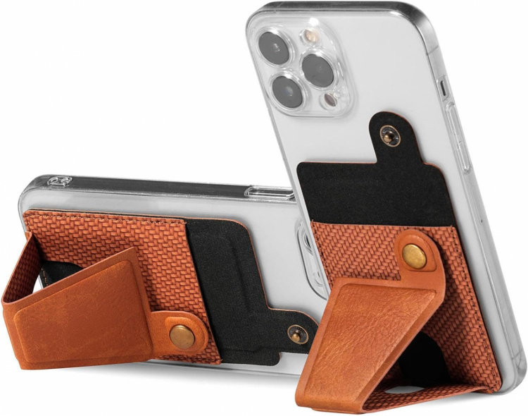 Korthållare i PU-läder med stativ, Beige