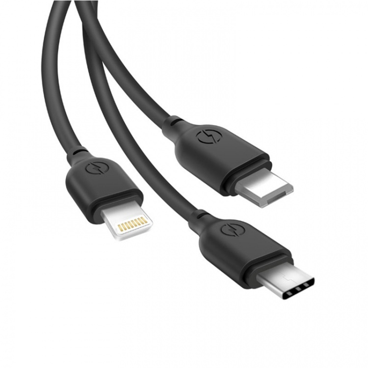 XO NB103, 3i1-Kabel (2.1A) USB - Lightning + USB-C + microUSB, 1m