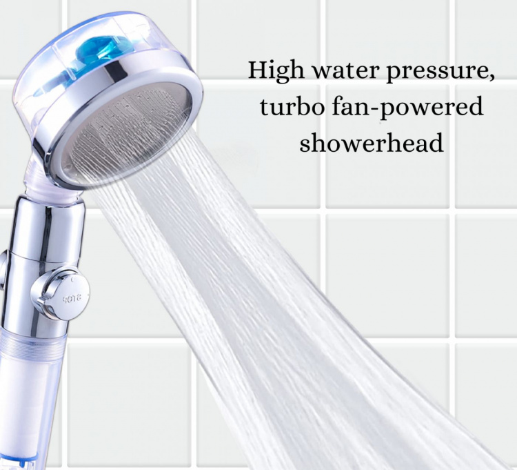 Herzberg Turbo Duschhuvud, Blå