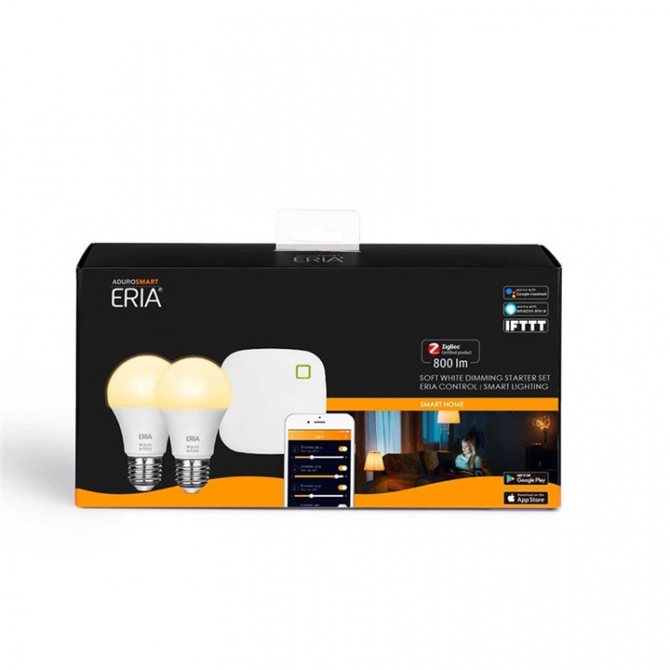 ADUROSMART Kit Lampa E27 Varmvit Dimbar Zigbee 2-pack