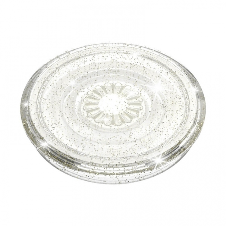 Popsockets Clear Glitter Silver Avtagbart Grip Med Ställfunktion