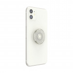 Popsockets Clear Glitter Silver Avtagbart Grip Med Ställfunktion