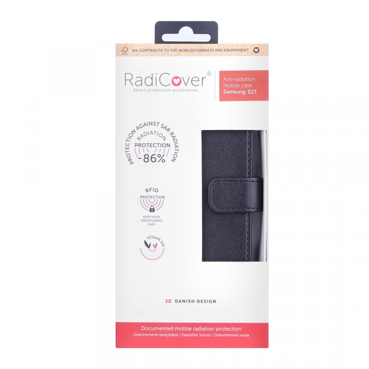 Radicover Strålningsskydd Mobilfodral PU Samsung S21/S30 Flipcover Svart 3-Led RFID Radicover Strålningsskydd Mobilfodral PU Samsung S21/S30 Flipcover Svart 3-Led RFID