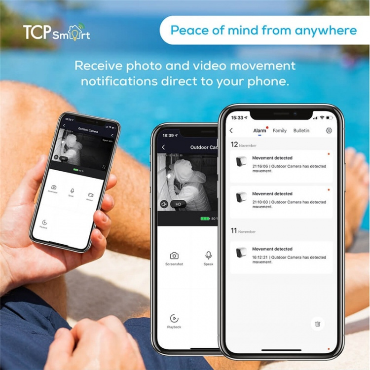 Tcp Smart Wifi Utomhuskamera 1080P 16Gb Vit Tcp Smart Wifi Utomhuskamera 1080P 16Gb Vit
