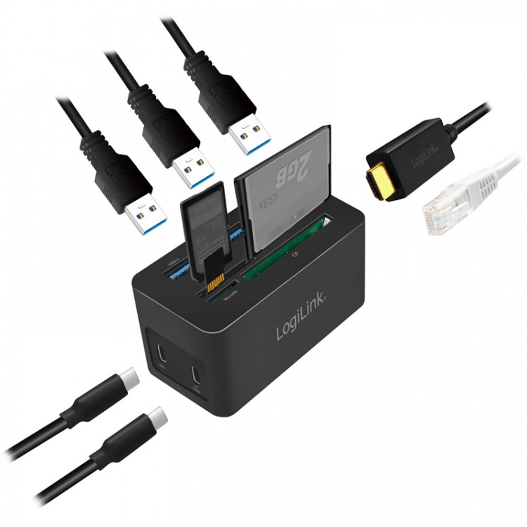 LogiLink PC-/Mac-dockningsstation HDMI, USB, USB-C 60W PD LogiLink PC-/Mac-dockningsstation HDMI, USB, USB-C 60W PD