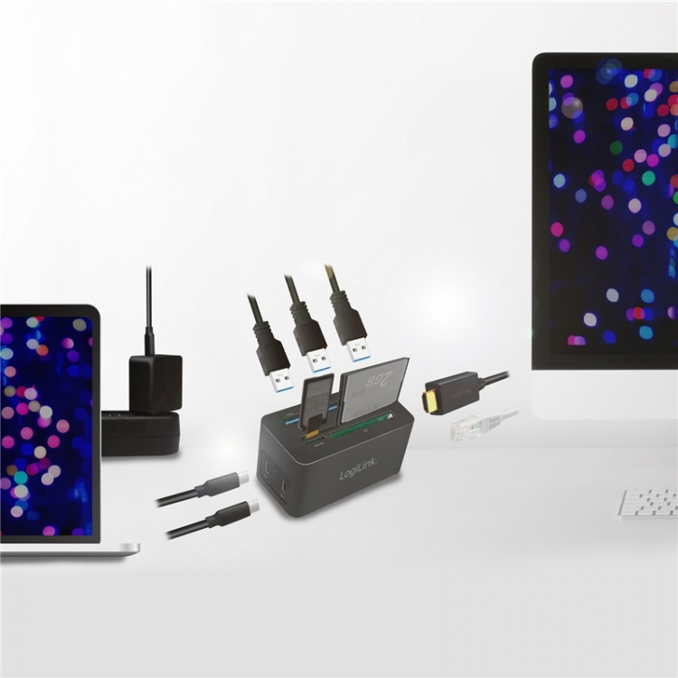 LogiLink PC-/Mac-dockningsstation HDMI, USB, USB-C 60W PD LogiLink PC-/Mac-dockningsstation HDMI, USB, USB-C 60W PD