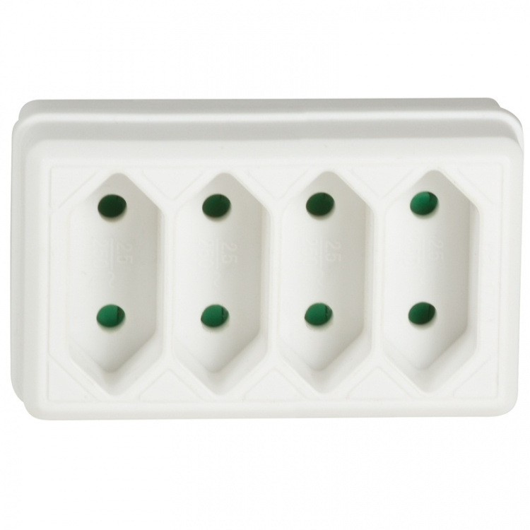 LogiLink Grenuttag med 4st Euro-uttag Vit