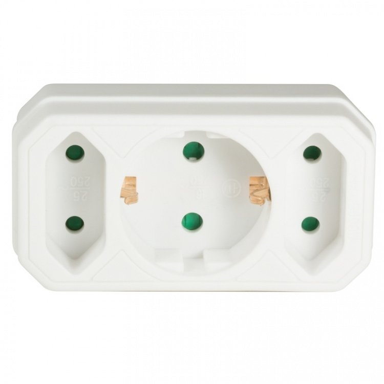 LogiLink Grenuttag med 2st Euro + 1st jordad-uttag Vit