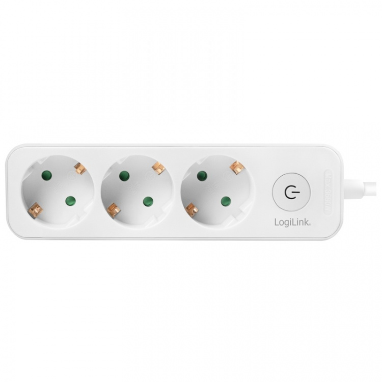 LogiLink Grenuttag 3-vägs med brytare 1,5m Vit