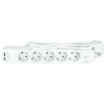 LogiLink Grenuttag 5-vägs + 2st USB m brytare 1,5m Vit