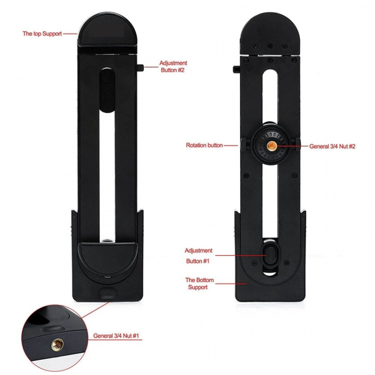 Gear Tablethållare Foto för Stativ Svart Med infästning för 1/4