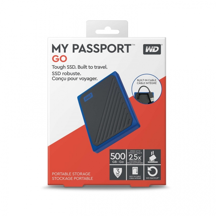 WD My Passport GO SSD 500GB Svart/Blå