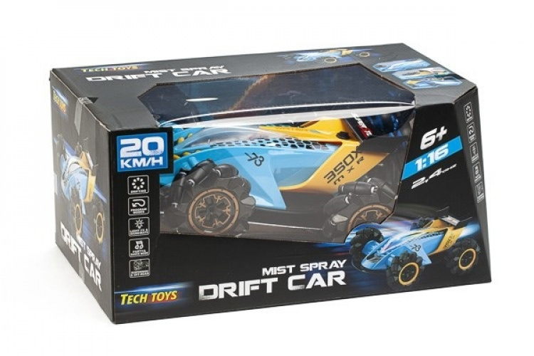 Mist Spray Drift Car RC-Bil Med Coola Ljus, Blå/Gul