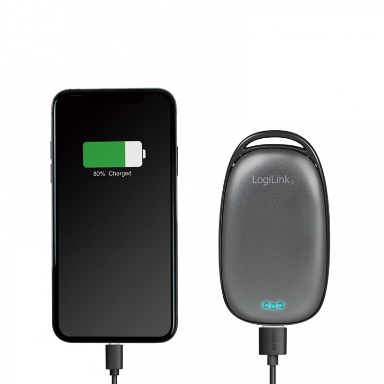LogiLink PowerBank med handvärmare 4000mAh Svart