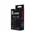 MXTC-01 Väggladdare USB, Fast Charge (2.1A) + microUSB-kabel, Svart
