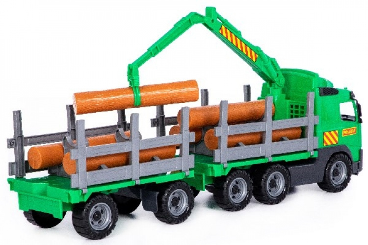 Volvo Lastbil med Timmer, Kran och Släp 775x190x255mm