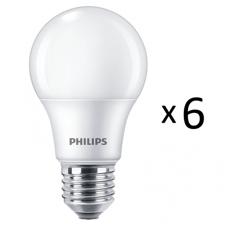 Philips 6-pack LED E27 Normal Frost 60W 806lm Philips 6-pack LED E27 Normal Frost 60W 806lm